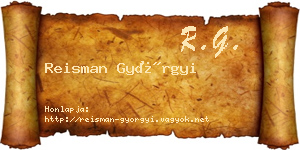 Reisman Györgyi névjegykártya